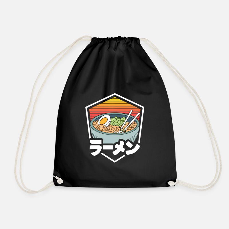Retro Ramen - Drawstring Bag - black