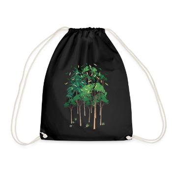 01 Forêt Verte Arbres Feuilles Nature - Sac de sport léger - noir - Devant