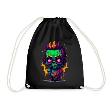 Bunter cooler Zombie - Turnbeutel - Schwarz - Vorne