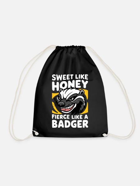 Badger Honey Badger Animal - Drawstring Bag - black