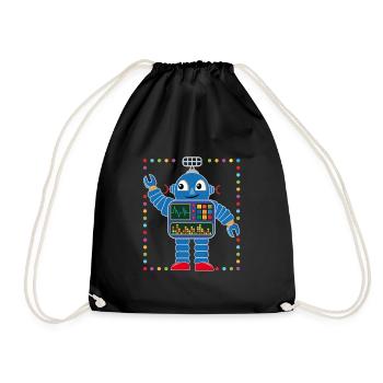 Petit robot coloré pour petits astronautes - Sac de sport léger - noir - Devant