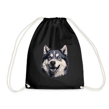 Husky Chien de traîneau Husky Head - Sac de sport léger - noir - Devant
