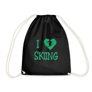 Ski skiing Skier Ski fahren - Turnbeutel - Schwarz - Vorne
