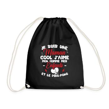 Une maman cool j'aime mon homme et le ping pong - Sac de sport léger - noir - Devant