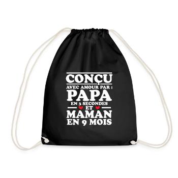 Conçu avec amour par papa et maman en 9 mois - Sac de sport léger - noir - Devant