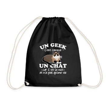 Geek et chat - Sac de sport léger - noir - Devant