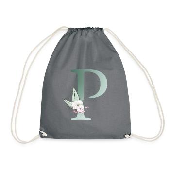 P Monogramme, Floral, Personnalisable - Sac de sport léger - gris - Devant
