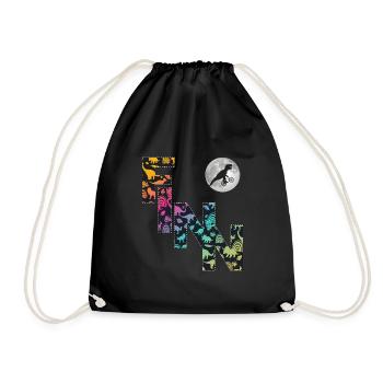FINN - Beautiful boy name with dinosaur - Drawstring Bag - black - Front
