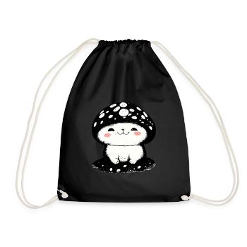 mushroom cat - Turnbeutel - Schwarz - Vorne