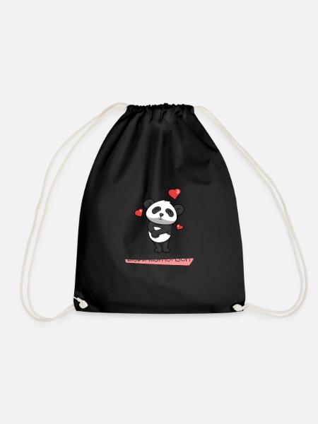 Panda mit Herz Lieblingsmensch - Turnbeutel - Schwarz