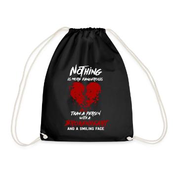 Broken Heart Love Dangerous Smile Face - Drawstring Bag - black - Front