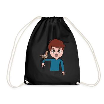 Pigeon boy design for pigeon lovers - Drawstring Bag - black - Front