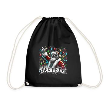 DJ Santa Claus Party Vibes – Fun Christmas Design - Drawstring Bag - black - Front