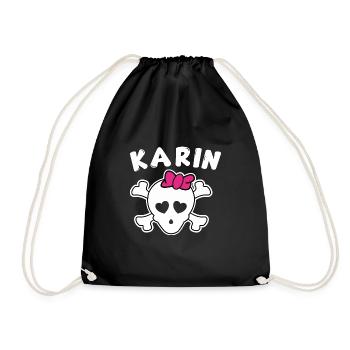 Pirate Karin Design for Girls and Women - Drawstring Bag - black - Front