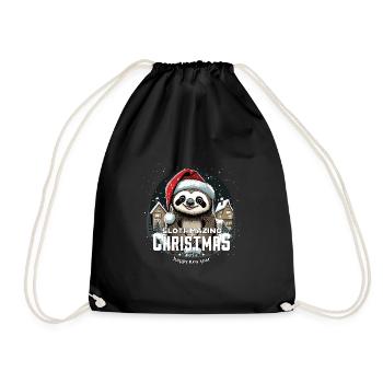 Weihnachtsfaultier - Slothmazing Christmas - Turnbeutel - Schwarz - Vorne