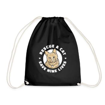Rescue A Cat Save Nine Lives Cat Owner Animals Kit - Turnbeutel - Schwarz - Vorne