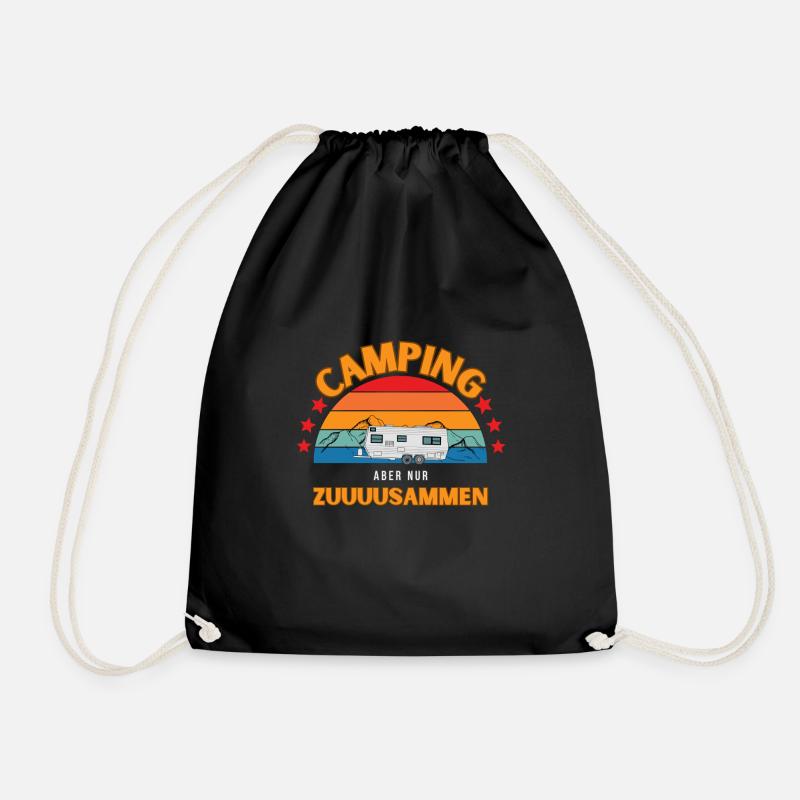 Camping friends for adventures with the caravan - Drawstring Bag - black