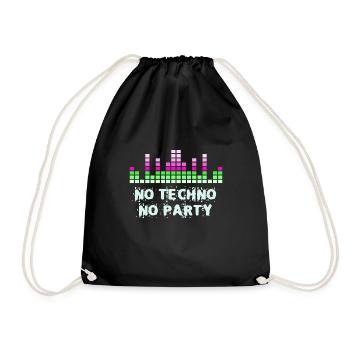 Kein Techno, kein Party-Rave-Spruch - Turnbeutel - Schwarz - Vorne