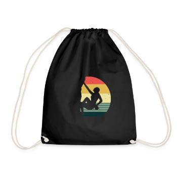 Bergsteigen Cool Klettern Retro Geschenk Bouldern - Turnbeutel - Schwarz - Vorne
