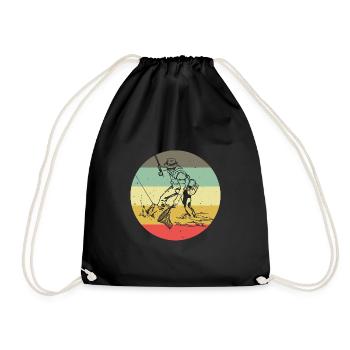 Angeln Fischen Fisch Geschenk Angler Fischer Retro - Turnbeutel - Schwarz - Vorne