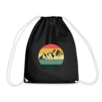 Hiking mountaineers heartbeat climbing mountains - Drawstring Bag - black - Front