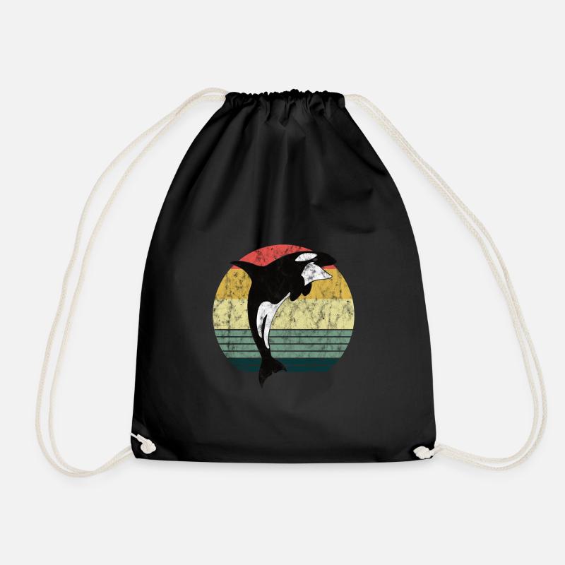 Orca Schwertwal Killerwal Geschenk Retro Wal Ozean - Turnbeutel - Schwarz
