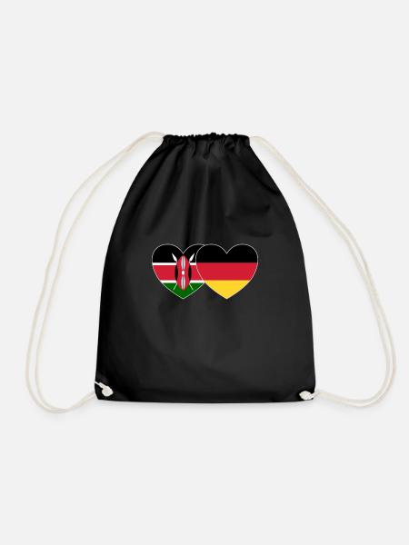 Kenia Deutschland Flagge Herz - Turnbeutel - Schwarz