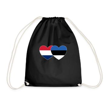 Holland Estonia Flag Heart - Drawstring Bag - black - Front