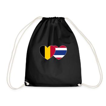 Belgien Thailand Flagge Herz - Turnbeutel - Schwarz - Vorne