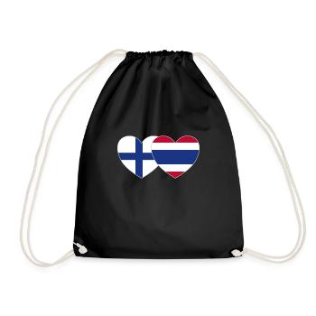 Finnland Thailand Flagge Herz - Turnbeutel - Schwarz - Vorne
