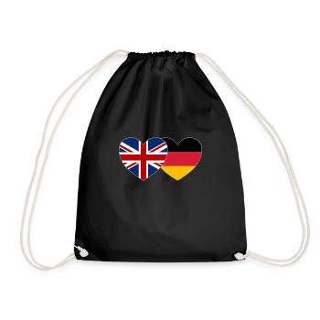 Royaume-Uni, Allemagne, Drapeau, Cœur - Sac de sport léger - noir - Devant
