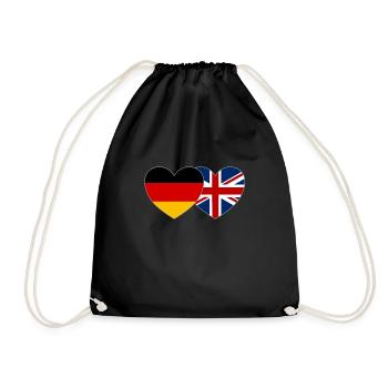Deutschland Großbritannien Flagge Herz - Turnbeutel - Schwarz - Vorne