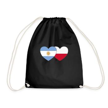 Argentine Pologne Drapeau Cœur - Sac de sport léger - noir - Devant