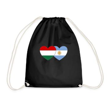 Ungarn Argentinien Flagge Herz - Turnbeutel - Schwarz - Vorne