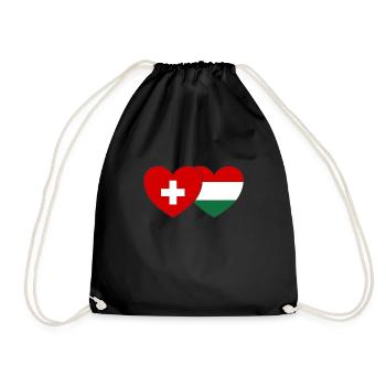 Schweiz Ungarn Flagge Herz - Turnbeutel - Schwarz - Vorne