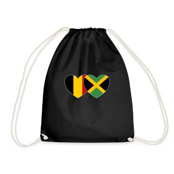 Belgium Jamaica Flag Heart - Drawstring Bag - black - Front