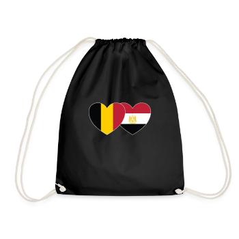 Belgien Ägypten Flagge Herz - Turnbeutel - Schwarz - Vorne