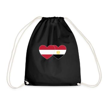 Austria Egypt Flag Heart - Drawstring Bag - black - Front