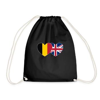 Belgien Großbritannien Flagge Herz - Turnbeutel - Schwarz - Vorne