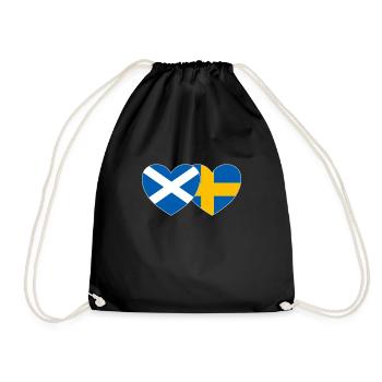 Schottland Schweden Flagge Herz breit - Turnbeutel - Schwarz - Vorne
