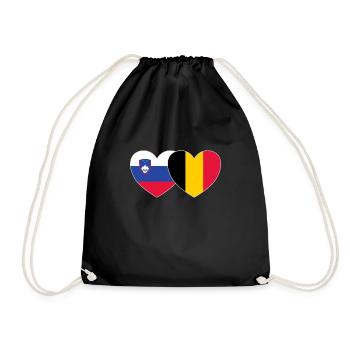 Slowenien Belgien Flagge Herz - Turnbeutel - Schwarz - Vorne