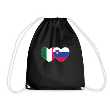 Italien Slowenien Flagge Herz - Turnbeutel - Schwarz - Vorne
