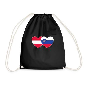 Österreich Slowenien Flagge Herz - Turnbeutel - Schwarz - Vorne