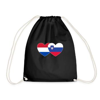 Holland Slowenien Flagge Herz - Turnbeutel - Schwarz - Vorne