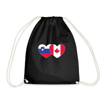 Slovenia Canada Flag Heart - Drawstring Bag - black - Front
