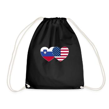 Slowenien USA Flagge Herz - Turnbeutel - Schwarz - Vorne