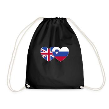 Großbritannien Slowenien Flagge Herz - Turnbeutel - Schwarz - Vorne