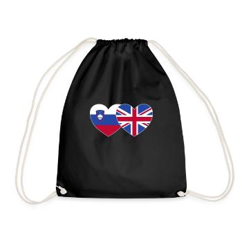 Slovenia England Flag Heart - Drawstring Bag - black - Front