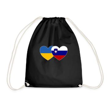 Ukraine Slowenien Flagge Herz - Turnbeutel - Schwarz - Vorne
