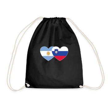 Argentinien Slowenien Flagge Herz - Turnbeutel - Schwarz - Vorne